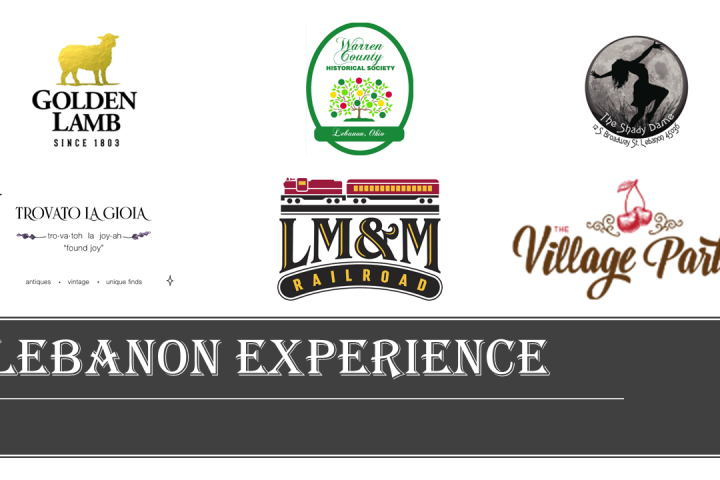 Logos of Lebanon Experience businesses including Golden Lamb and LM&M Railroad.