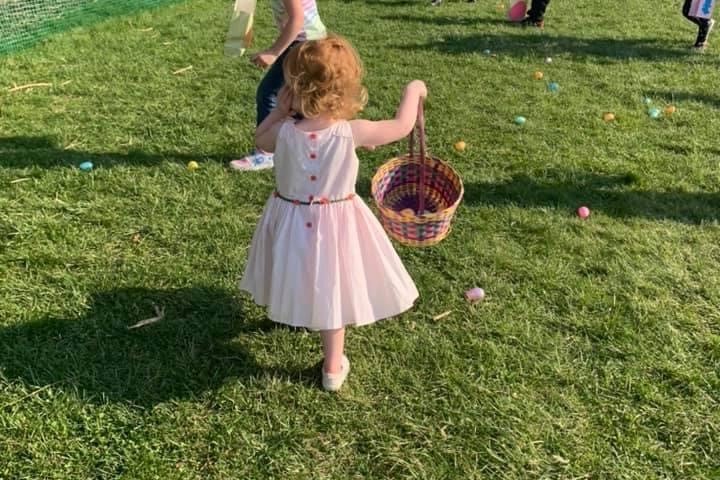 children doing an easter egg hunt