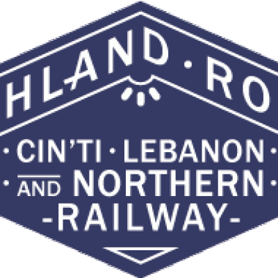 a sign that says Highland Route Cincinnati Labanon and Northern Railway