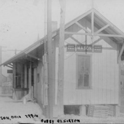 an old photo of a train station