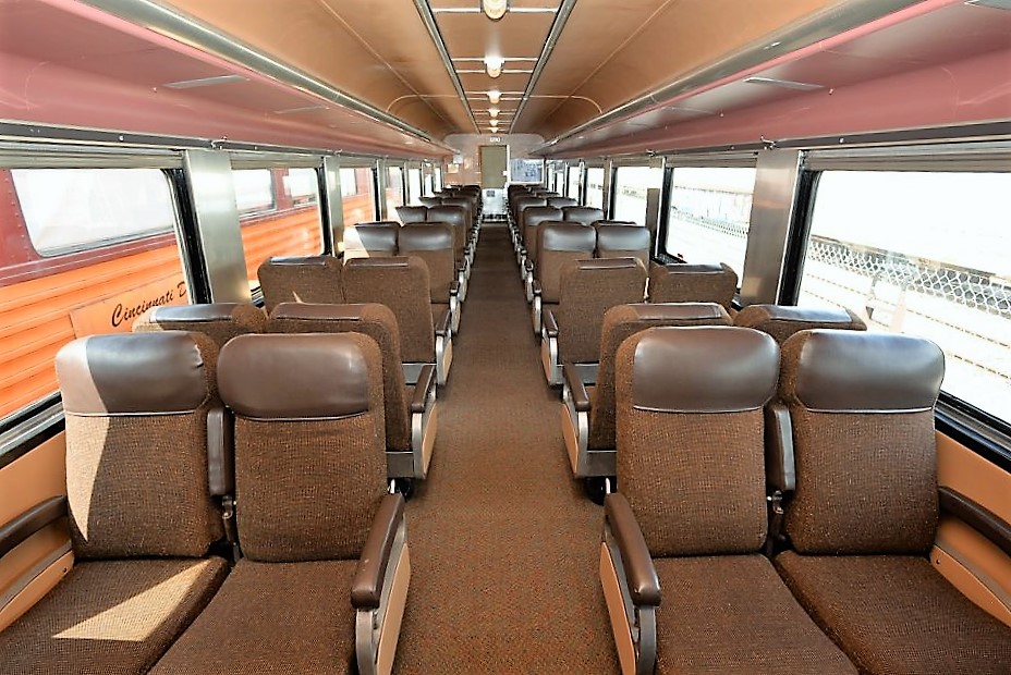 MILWAUKEE ROAD 3200 – DELUXE COACH the inside of an empty train